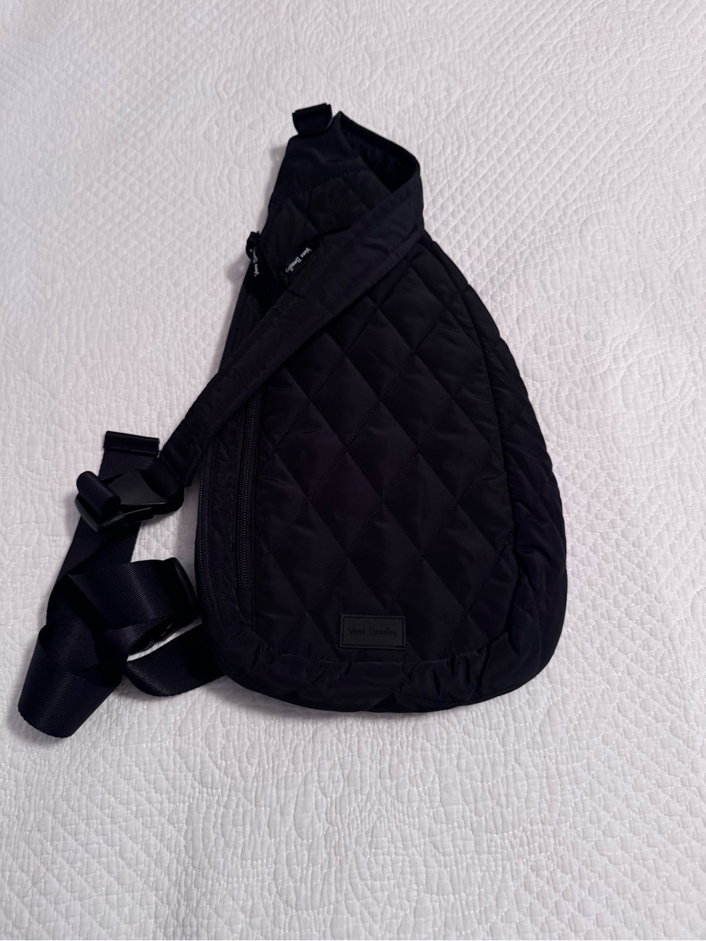 Vera Bradley Black Quilted Nylon Sling Bag with Adjustable Strap NWOT